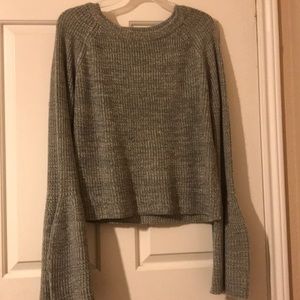 Cropped sweater with surplice sleeves